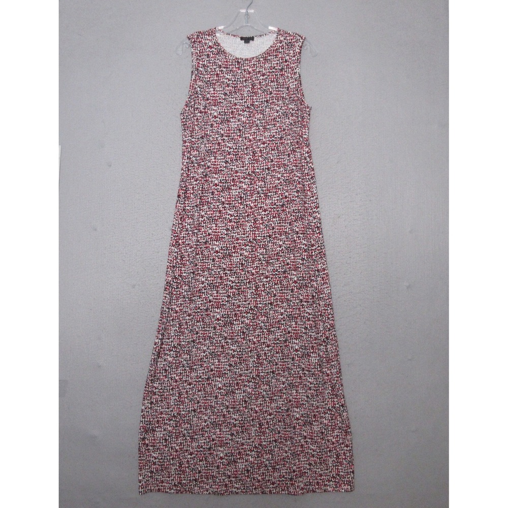 J Jill Wearever Collection Maxi Dress S Tall Geometric Knit Red Black Travel